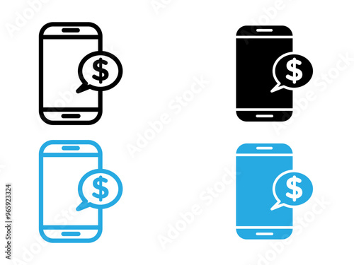 mobile payment icon black and white vector outline sign