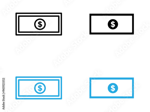 Money icon black and white vector outline sign