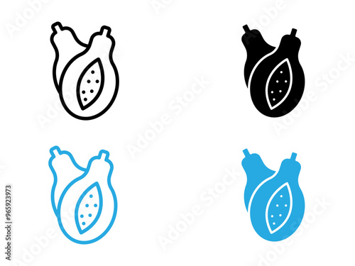 Papaya icon black and white vector outline sign