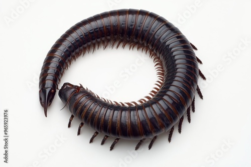 Ultra realistic UHD photo of giant african millipede on white plain photo