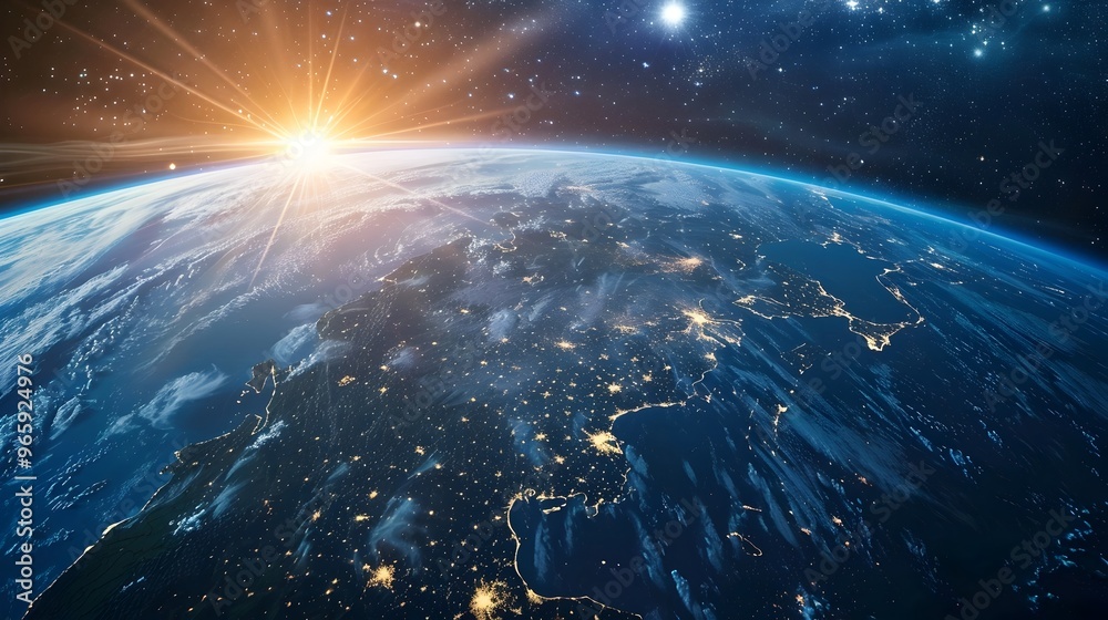 Breathtaking View of Earth at Dawn from Space Symbolizing New Beginnings and the Beauty of Our World