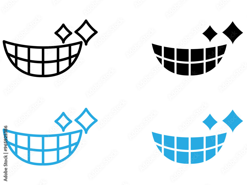 smile with teeth icon black and white vector outline sign smile with teeth icon black and white vector outline sign