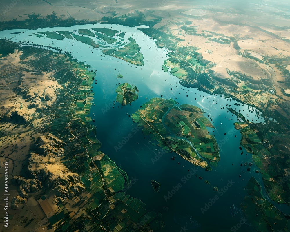 Aerial View of the Nile River Delta Lifeline of Ancient and Modern Civilizations Aerial View of the Nile River Delta Lifeline of Ancient and Modern Civilizations