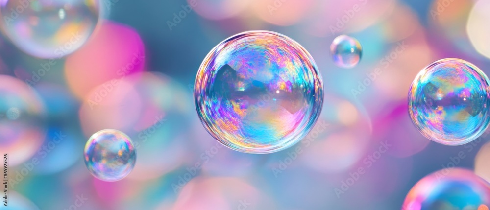 bunch of bubbles that are in the water, Soap bubbles reflecting rainbows Iridescent bubbles with vibrant rainbow reflections bunch of bubbles that are in the water, Soap bubbles reflecting rainbows Iridescent bubbles with vibrant rainbow reflections