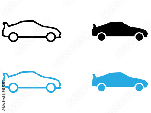 Sports Car icon black and white vector outline sign
