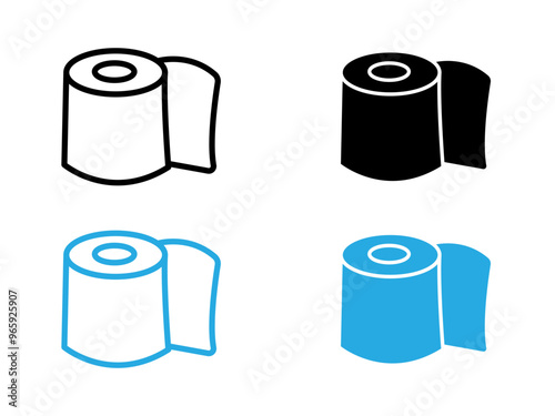 toilet tissue paper roll icon black and white vector outline sign