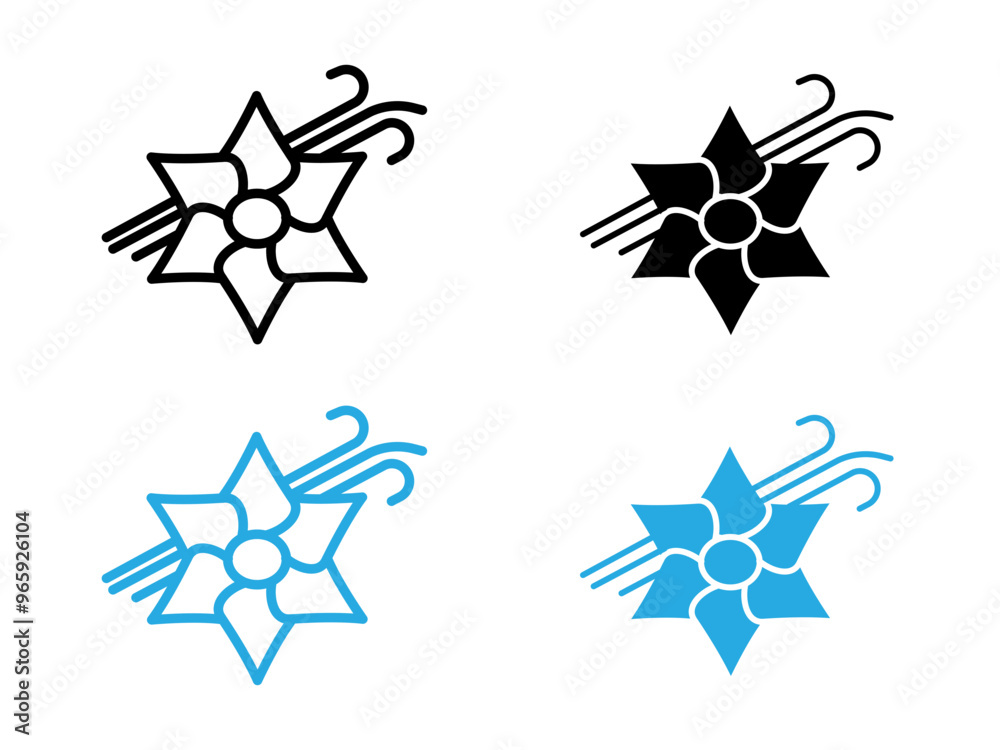 Vanilla icon black and white vector outline sign Vanilla icon black and white vector outline sign