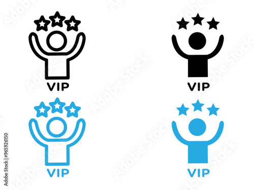 vip person icon black and white vector outline sign