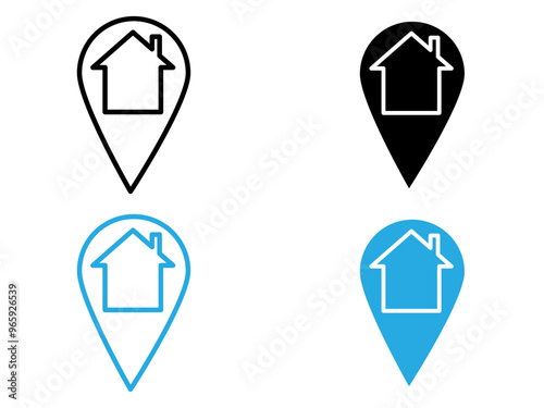 Address icon black and white vector outline sign