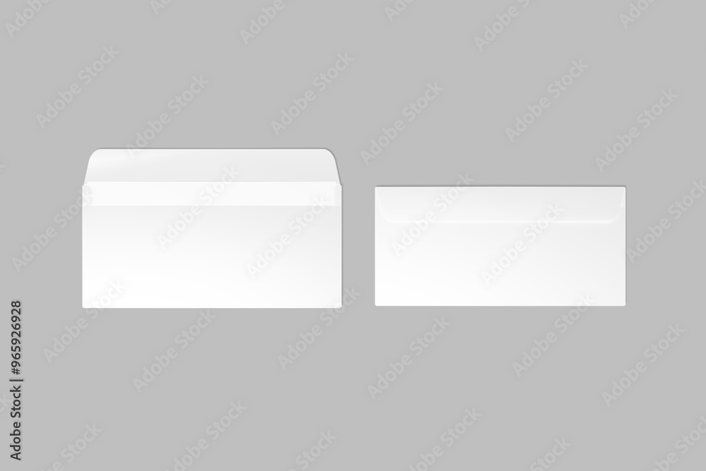 Realistic blank white letter paper DL envelope front view Realistic blank white letter paper DL envelope front view