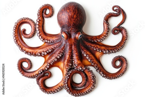 Ultra realistic UHD photo of giant pacific octopus on white plain