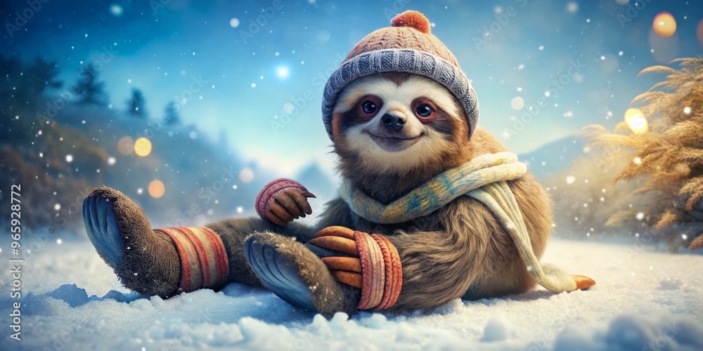 Ice and snow adventures silly sloth mittens hat boots snowy terrain slow awkward funny clumsy Ice and snow adventures silly sloth mittens hat boots snowy terrain slow awkward funny clumsy