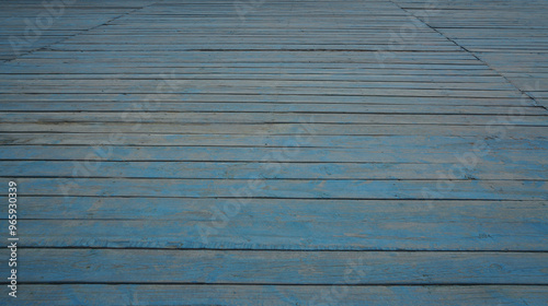 old retro aged texture of Blue painted wooden planks. Wood floor background pattern. blue paint weathered wooden flooring in perspective.