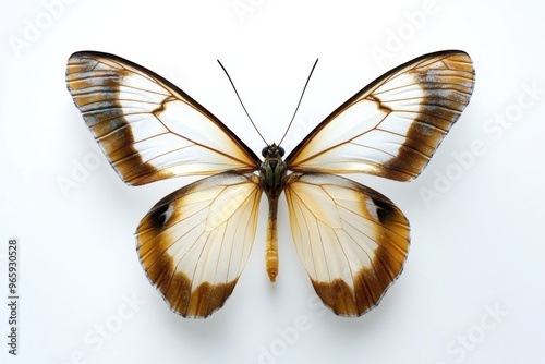 Ultra realistic UHD photo of glasswing butterfly on white plain photo