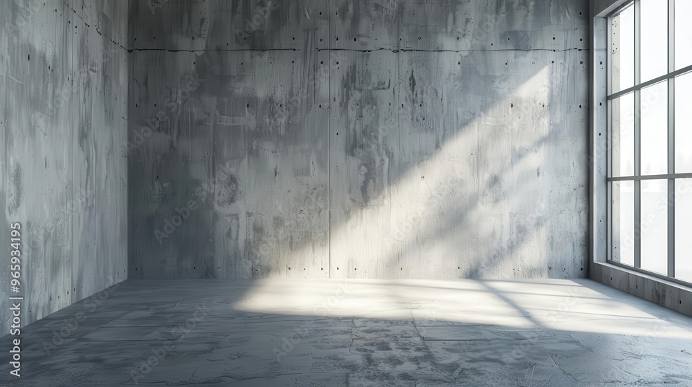 minimalist concrete room with smooth grey walls and floor soft diffused light from large window creating subtle shadows and depth evoking serene industrial aesthetic minimalist concrete room with smooth grey walls and floor soft diffused light from large window creating subtle shadows and depth evoking serene industrial aesthetic