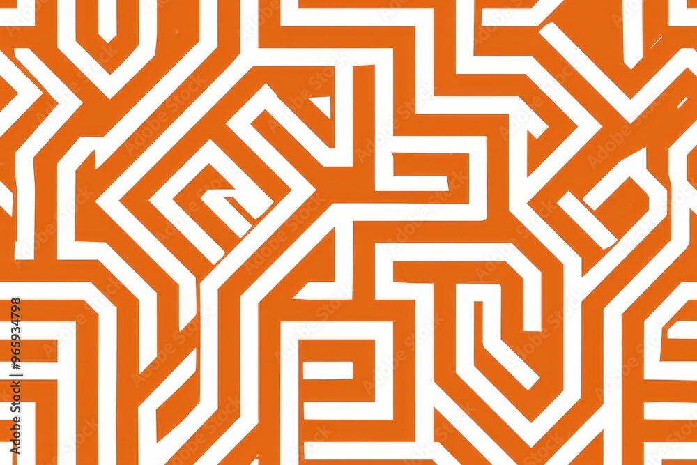 Abstract maze pattern in orange and white on a clean background, showcasing intricate paths and designs, ideal for creative projects Abstract maze pattern in orange and white on a clean background, showcasing intricate paths and designs, ideal for creative projects