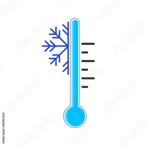 Cold Temperature Icon with Blue Thermometer and Snowflake – Freezing Weather Illustration