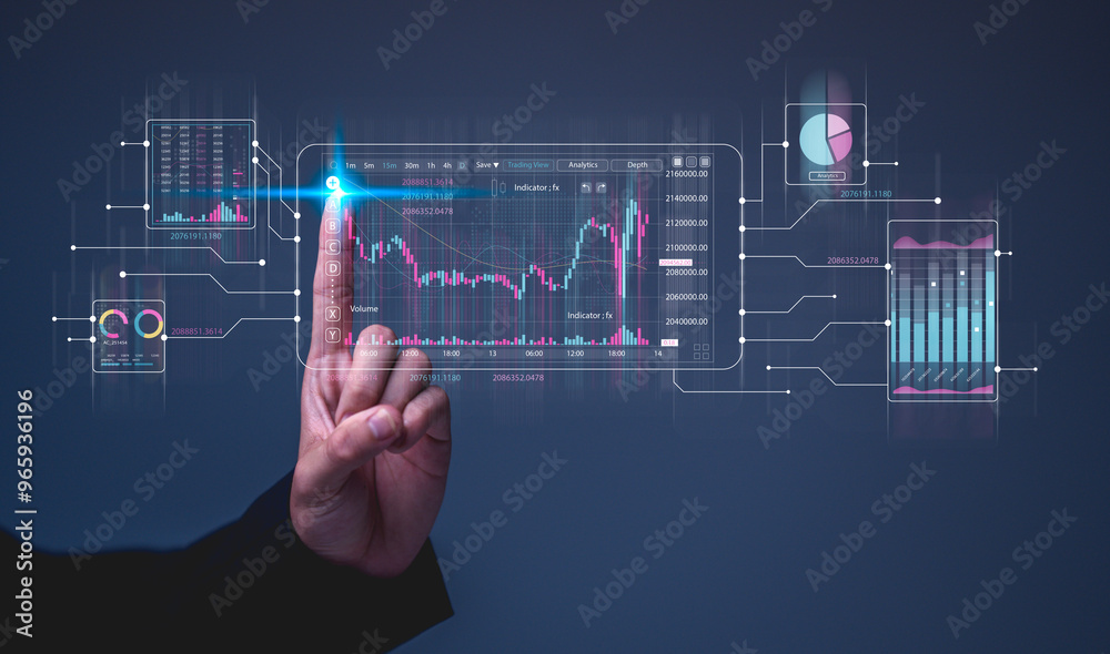 Businessman holding growth business graph progress ,startup business finance technology and investment trading trader investor.Stock Market Investments Funds and Digital Assets, graph financial data. Businessman holding growth business graph progress ,startup business finance technology and investment trading trader investor.Stock Market Investments Funds and Digital Assets, graph financial data.