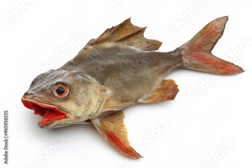 Ultra realistic UHD photo of red-lipped batfish on white plain photo