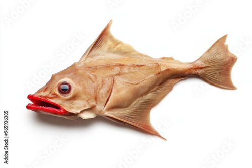 Ultra realistic uhd photo of red-lipped batfish on white photo