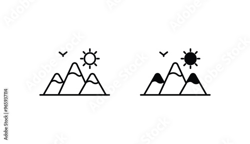 Snowy Mountains icon design with white background stock illustration