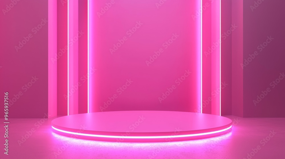 Pink LED Minimalistic Product Display Podium. Pink LED Minimalistic Product Display Podium.