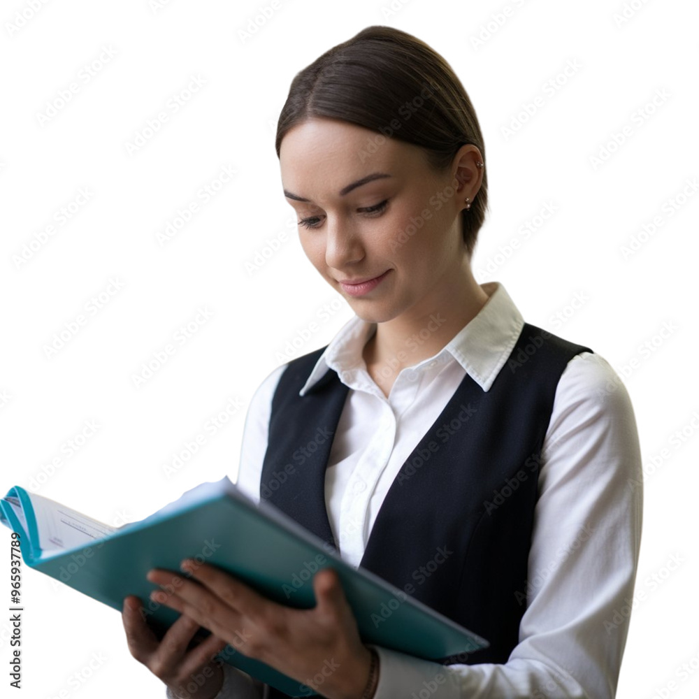 Professional female employee or a businesswoman looking at file in a modern office. Young happy busy business woman executivelooking at file in office Professional female employee or a businesswoman looking at file in a modern office. Young happy busy business woman executivelooking at file in office