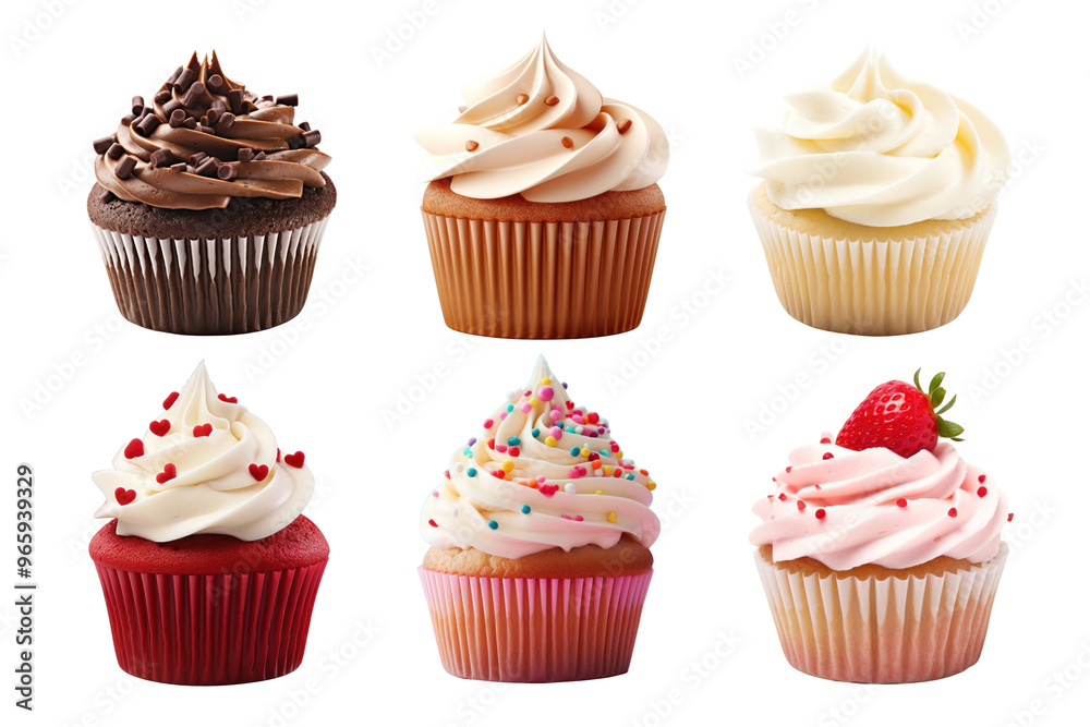 PNG cupcake dessert element set, transparent background PNG cupcake dessert element set, transparent background