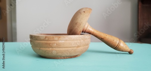 Wooden Pestle and Mortar