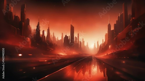 Futuristic Cityscape at Sunset