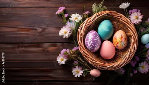 easter eggs in a basket