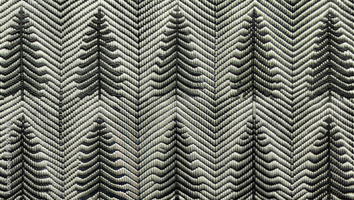 Textured fabric with pine tree pattern for nature-inspired design and decor 