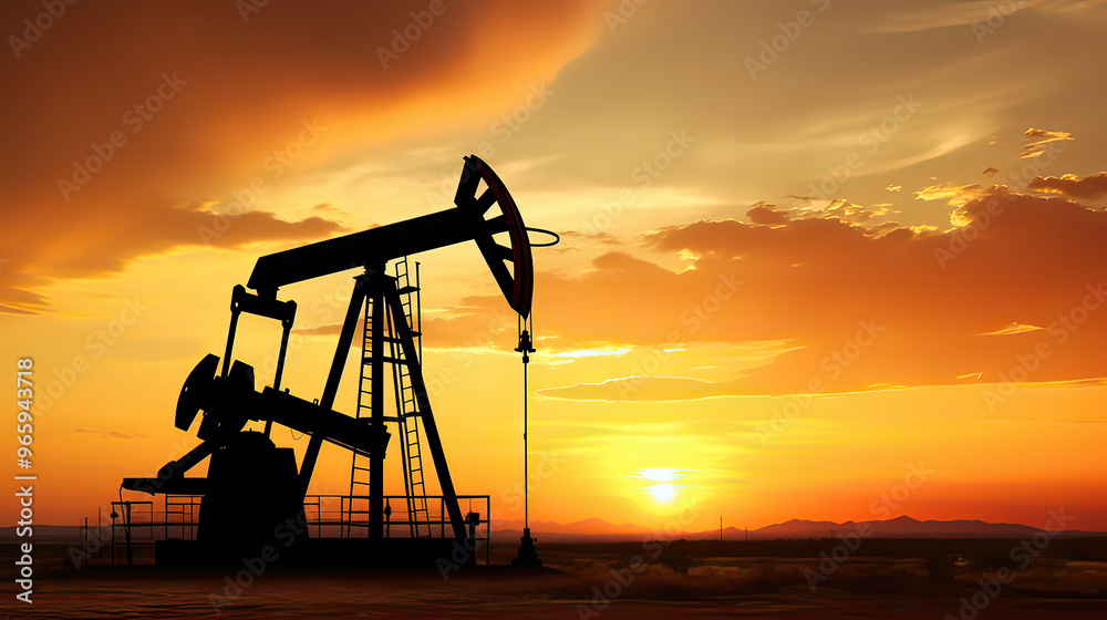 silhouette of the oil pump, Oil drilling derricks at desert oilfield. Crude oil production from ground. Petroleum production. silhouette of the oil pump, Oil drilling derricks at desert oilfield. Crude oil production from ground. Petroleum production.