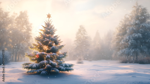 Fototapeta Naklejka Na Ścianę i Meble -  Christmas Tree with snow