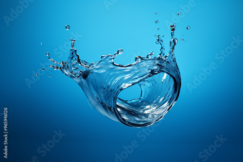 Blue water splash isolated on white and blue background