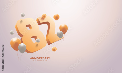 Elegant Vector Banner for 82nd Birthday Anniversary – Celebratory Design with Customizable Copy Space photo