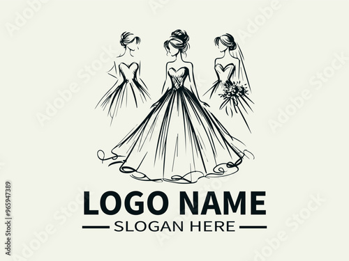 Elegant Bride Logo Design, Wedding Dress, Bridal Boutique, Wedding Planner, Dream Wedding