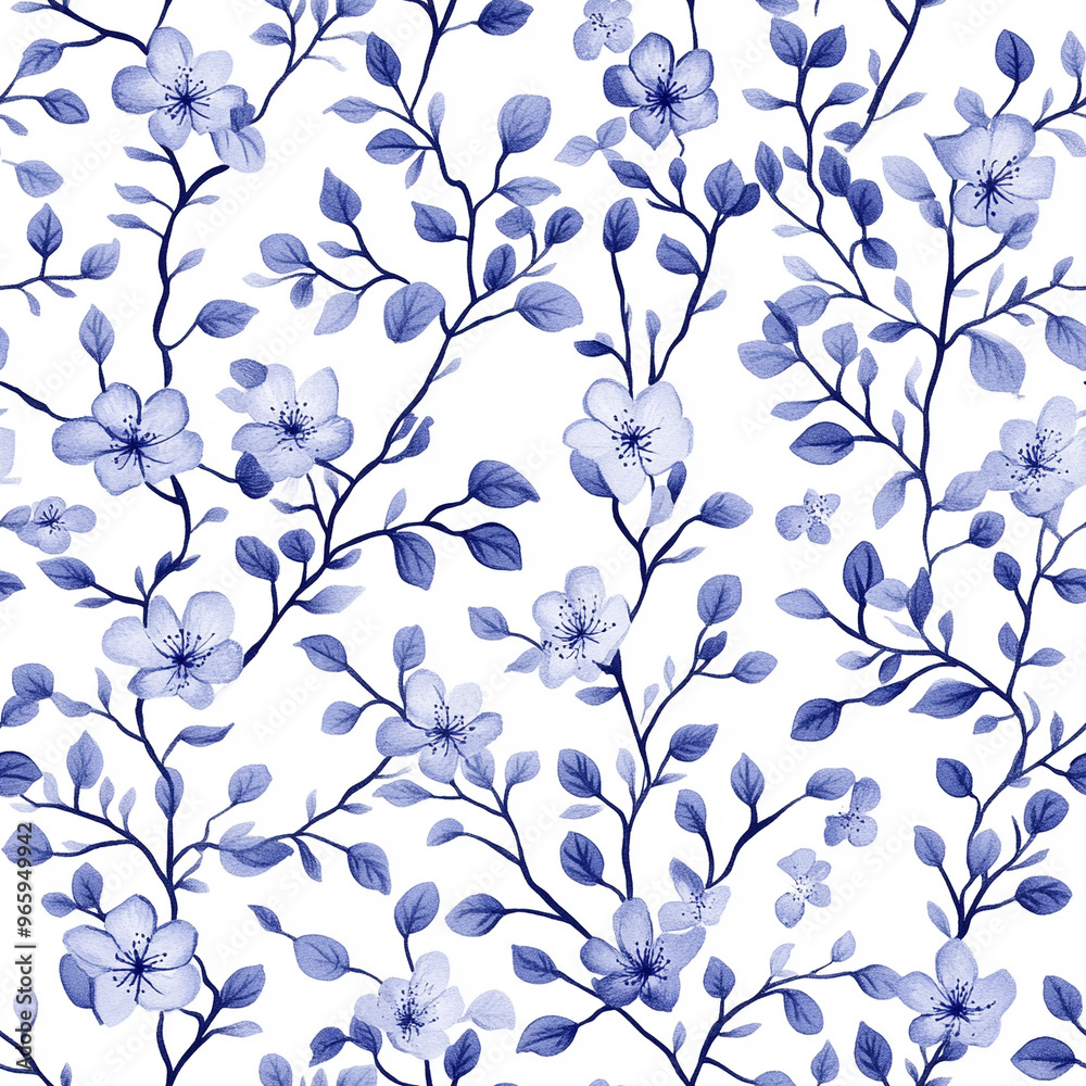 A pattern with a floral design in cobalt blue A pattern with a floral design in cobalt blue