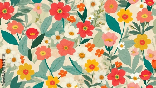 Wallpaper Mural spring theme retro vibes in a cut and paste for banner or wallpaper or background Torontodigital.ca