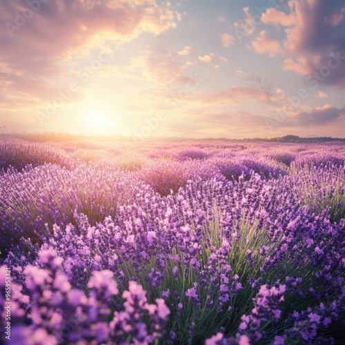 Lavender Field at Sunset.