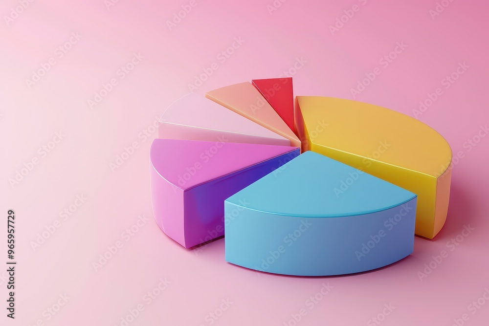 Colorful pie chart on a bright pink background, perfect for illustrating data analysis or business presentations. Colorful pie chart on a bright pink background, perfect for illustrating data analysis or business presentations.