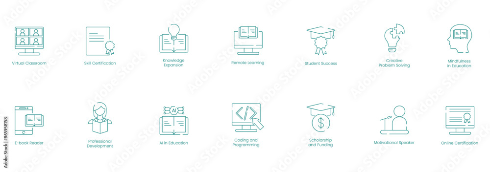 Advanced Educational Tools and Skill Development Vector Icons Advanced Educational Tools and Skill Development Vector Icons