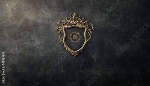 Chalkboard design featuring an embedded emblem on a dark surface