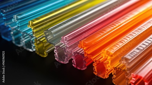 Colorful drinking straws arranged in a vibrant display. photo