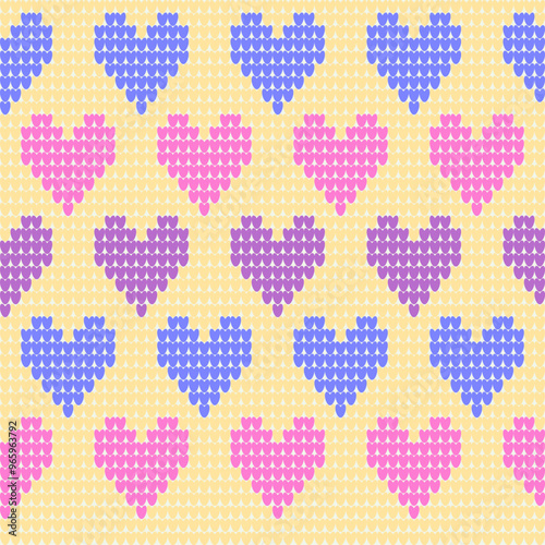 cute knitting seamless pattern Traditional Ukrainian 
Cross-Stitch Embroidery ethnic pattern arabesque blanket craft fabric design