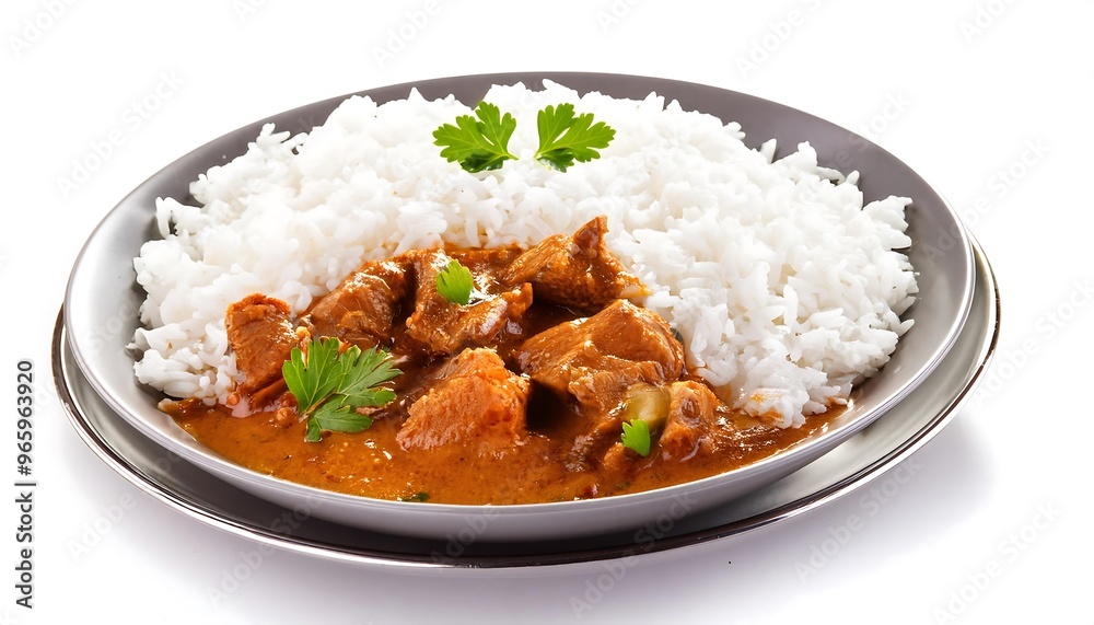 Delicious Indian Curry with Rice on a Plate Delicious Indian Curry with Rice on a Plate