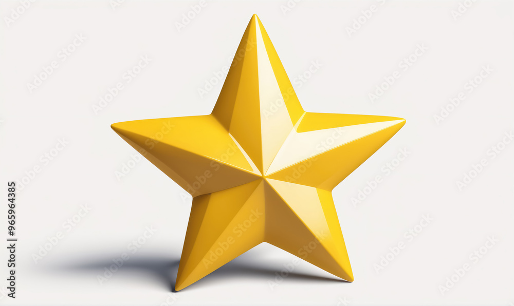 Obraz premium A yellow star sits on a white surface, casting a small shadow