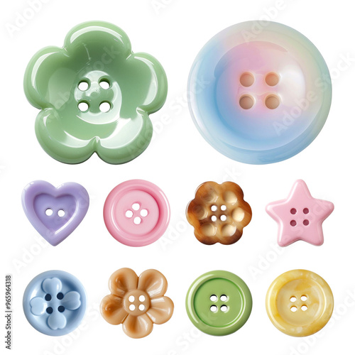 PNG cute clothes button element set, transparent background