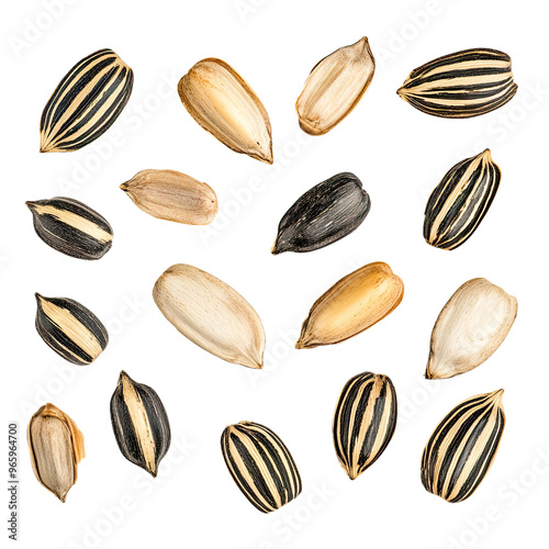 Wallpaper Mural A collection of sunflower seeds, some with their shells on, others with the shells removed, showing the inner kernels. Torontodigital.ca