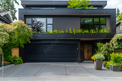 modern residential home with sleek interior, minimalist design and exterior featuring natural materials,modern residential home with sleek exterior and minimalistic interior